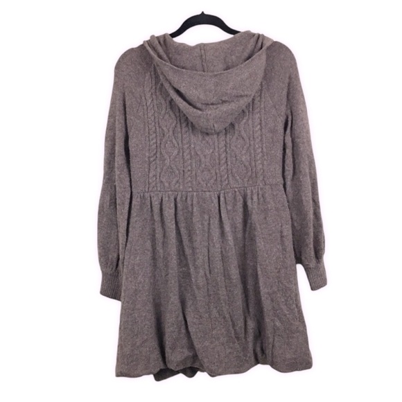 Free People brown Princess Toggle CableKnit Lambswool nylon Sweater Coat jacket - Picture 16 of 16